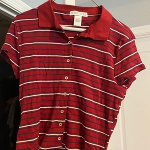 Red striped collar top